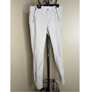 Michael Kors Womens Stretch Denim Straight Jeans Mid Rise Ankle Zip Size 4 White